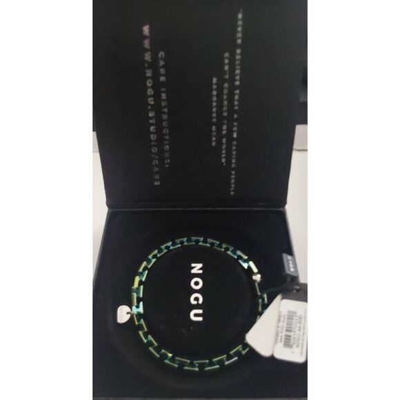 BNIB~NOGU Blue Emerald Silver Hematite Hourglass Bracelet - Picture 2 of 3